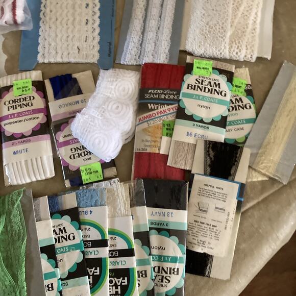 Sewing Trims Lot Lace Rick Rack Assorted Vintage Ribbon Yardage mixed huge lot - Picture 5 of 14